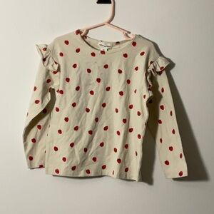 Charming Cream Kids Long Sleeve Top with Red Dots